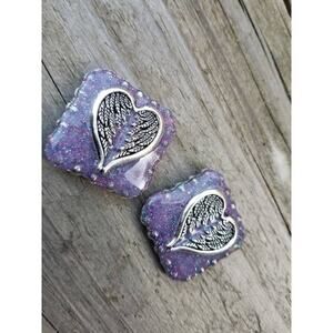Galaxy winged heart concho set, sparkle purple tack concho, bling rodeo conchos